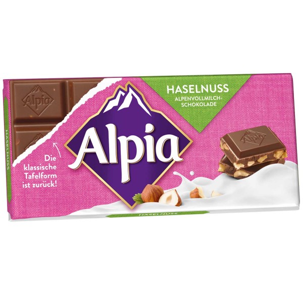 Alpia Tafelschokolade Haselnuss Alpenvollmilch 100g MHD:29.2.24
