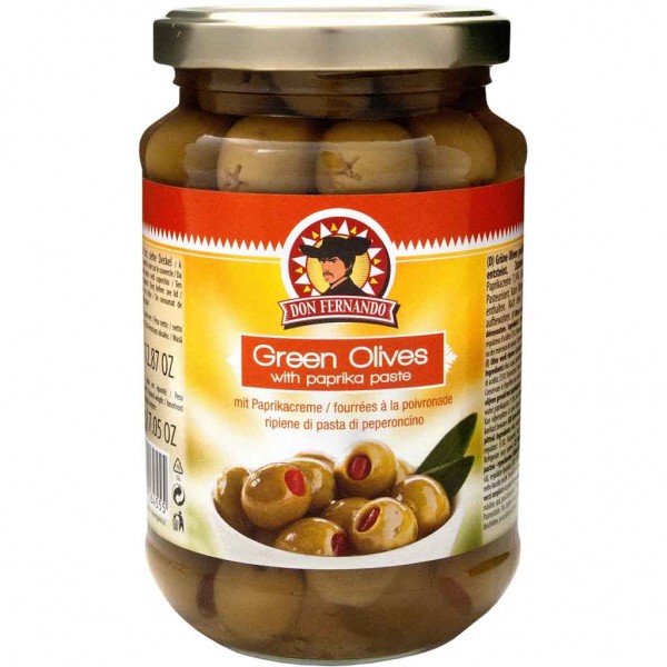 Don Fernando Grüne Oliven gefüllt mit Paprikacreme 200g MHD:21.12.26