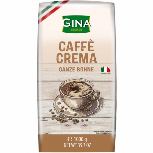 Gina Kaffee Crema ganze Bohnen 1kg MHD:30.1.26