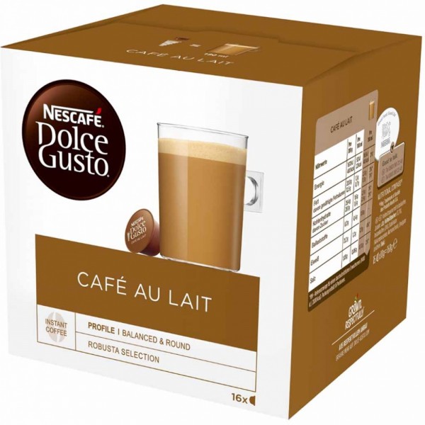 Nescafe Dolce Gusto Kapseln Cafe au Lait 16 Tassen 160g MHD:31.5.25