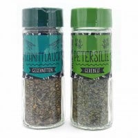 Petersilie 10g und Petersilie 10g und Schnittlauch 9g gerebelt im Glasstreuer 7+7 Stück MHD:30.9.25