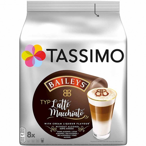 Tassimo Jacobs Latte Macchiato Baileys 8 Kaffee Kapseln MHD:11.10.24