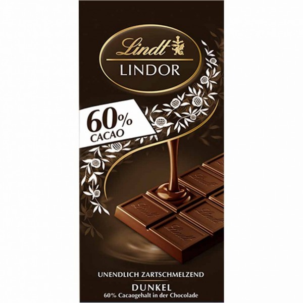 Lindt Lindor Tafelschokolade 60% Cacao Feinherb 100g MHD:30.1.25
