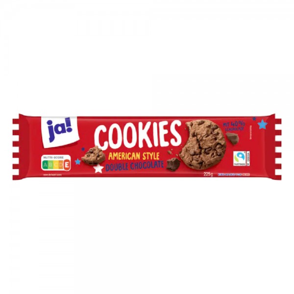 ja! Cookies American Style Double Chocolate 225g MHD:1.4.25