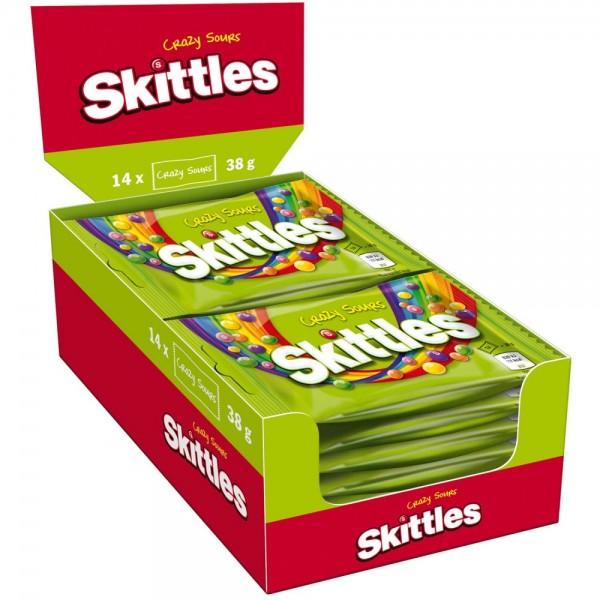 Skittles Kaudragees Crazy Sours 14x 38g=532g MHD:8.5.25
