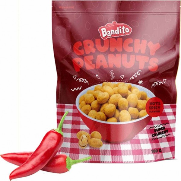 Bandito Crunchy Peanuts Hot &amp; Spicy 100g MHD:16.12.23