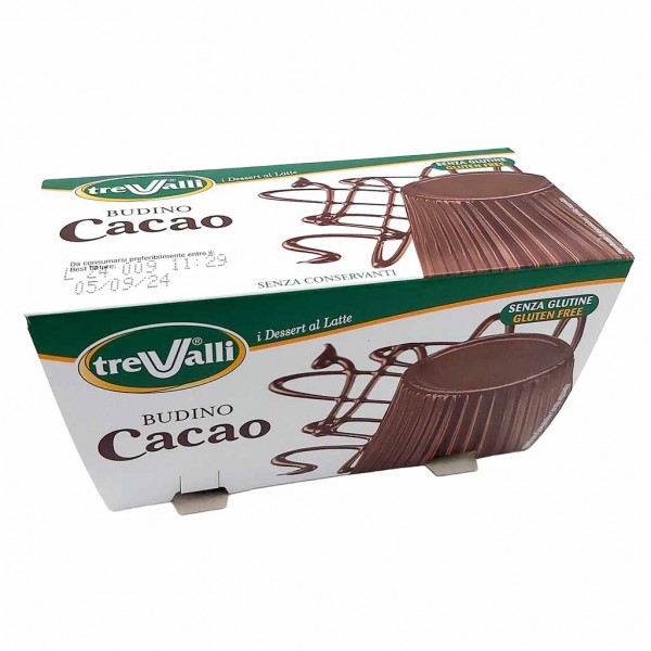 Trevalli Budino Cacoa Pudding 2x100g 200g (Schokoladenpudding ohne Kühlung haltbar)