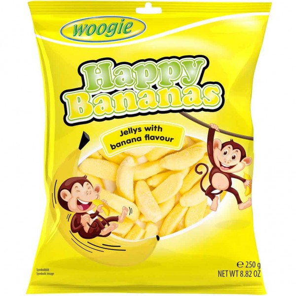 Woogie Fruchtgummi Bananen 250g MHD:20.3.25