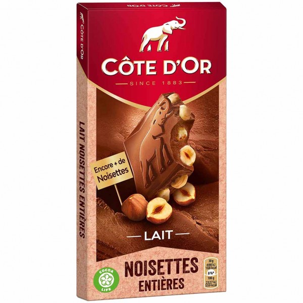 Cote D&#039;Or Tafelschokolade Lait Noisettes Entières 180g MHD:22.8.24