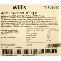 24x Willis Apfel Kuchen á 100g=2,4kg MHD:21.8.23