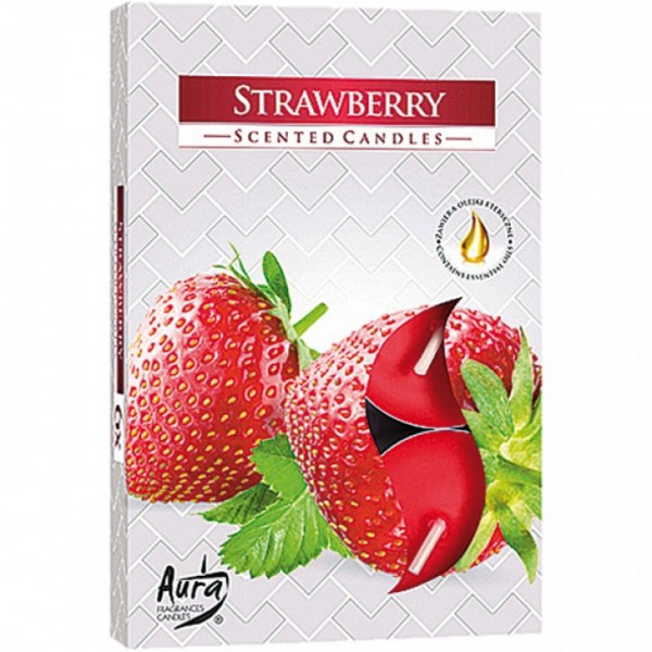 Teelichte Duft 6er Erdbeere in Faltschachtel