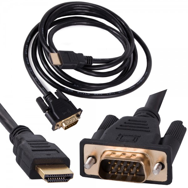 Kabel VGA – HDMI, 2 m, goldene Full-HD-Anschlüsse, D-Sub-Kabel