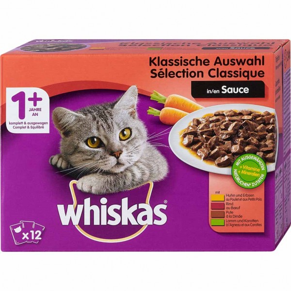 Whiskas 1+ in Sauce Klassische Auswahl 12x100g=1,2kg MHD:25.10.24