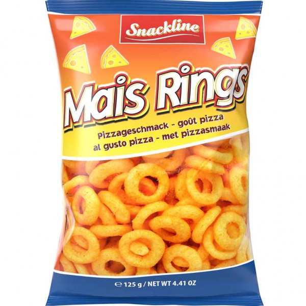 Snackline Mais Rings Pizzageschmack 125g MHD:29.9.24