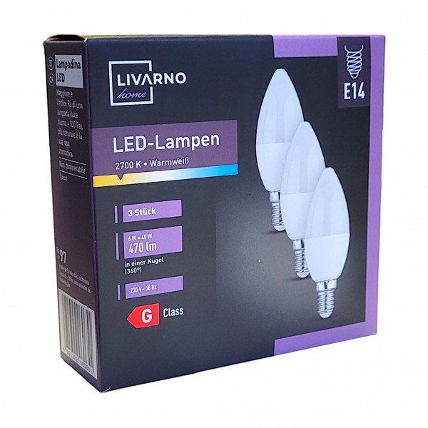 Livarno LED 3er Pack - Lampe 2700K Warmweiß 470 Lumen E14