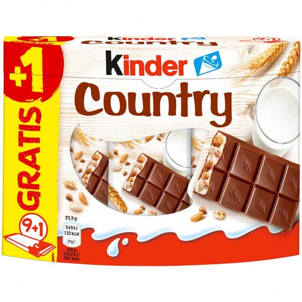 Kinder Country Riegel 9+1 235g MHD:8.12.23