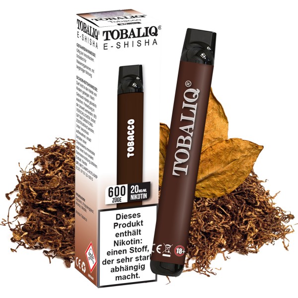 TobaliQ E-Shisha 600Puffs – 20mg Nikotin – Tobacco 10er Pack MHD:30.12.24