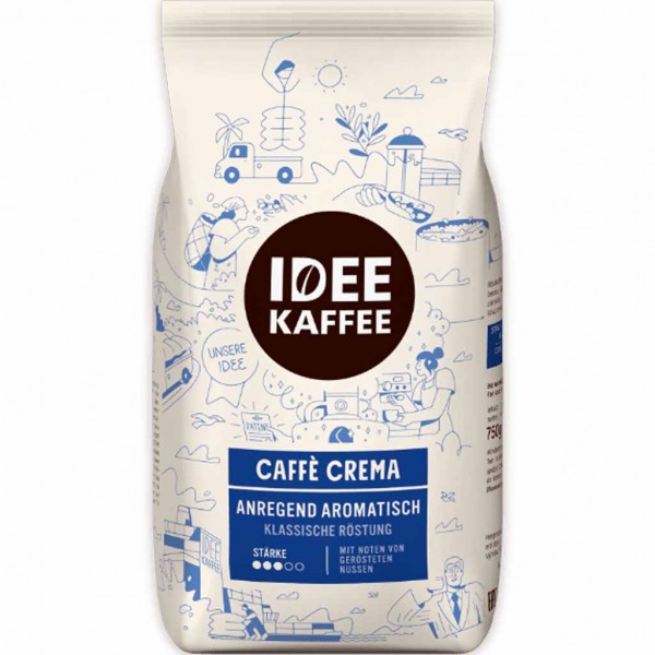 Idee Kaffee Caffe Crema klassische Röstung ganze Bohnen 750g MHD:30.10.24