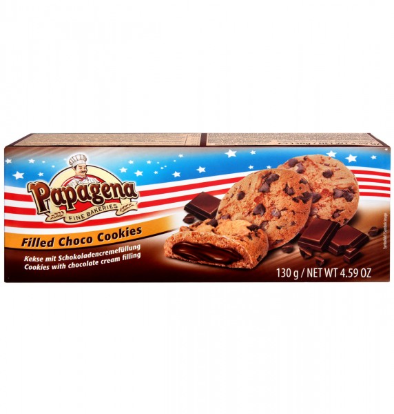 Papagena Choco Chip Cookies mit Schokoladencremefüllung 130g MHD:3.1.25