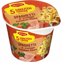 8x Maggi 5 Minuten Terrine Spaghetti in Schinken Sauce á 64=512g MHD:28.2.25