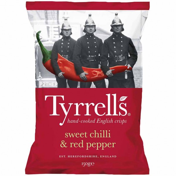 Tyrrells Sweet Chilli &amp; Red Pepper 150g MHD:9.10.23
