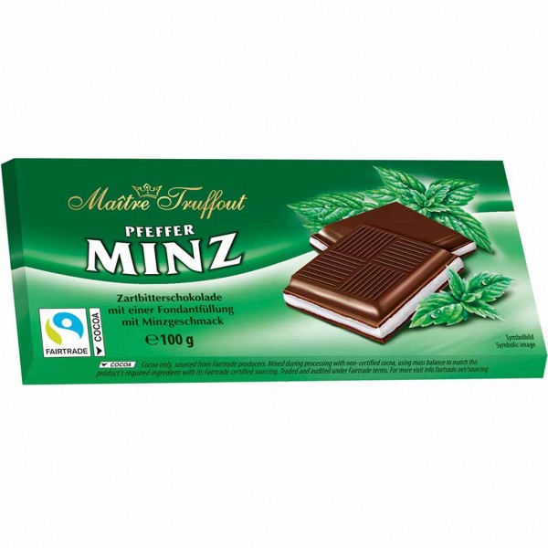 Maitre Truffout Tafelschokolade Zartbitter Pfefferminze 100g MHD:13.3.25