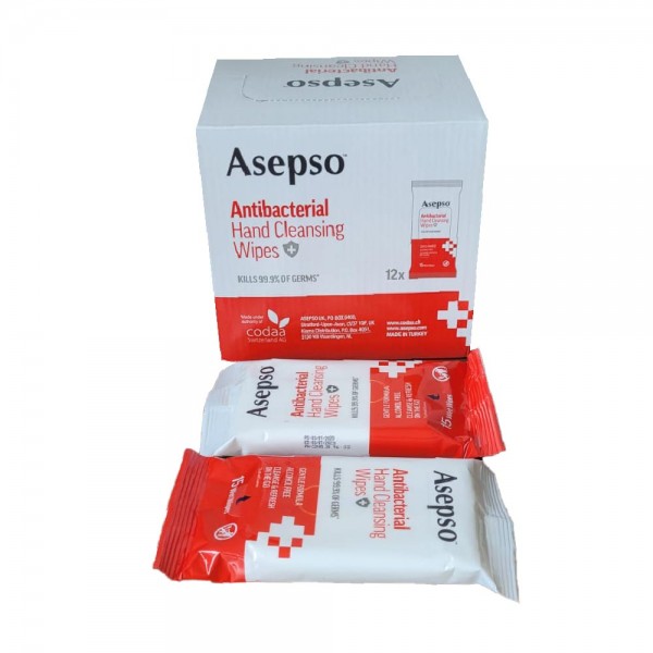 Feuchte Hand Reinigungstücher antibakterielle von Asepso 12x15=180 stück MHD:30.3.23