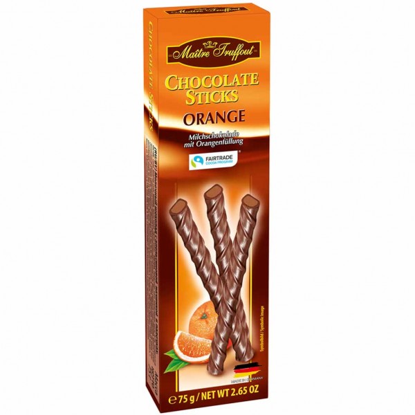 Maitre Truffout Schokoladen Sticks Orange 75g MHD:12.4.25