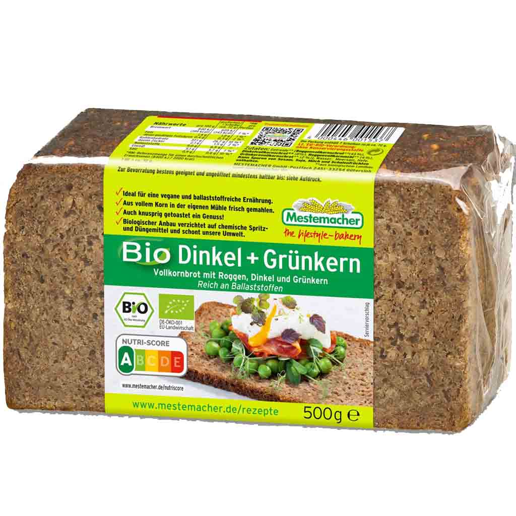 Mestemacher Bio Dinkel + Grünkern Vollkornbrot 500g | Lebensmittel ...