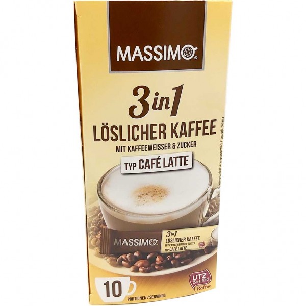 Massimo 3in1 löslicher Kaffee Cafe Latte 10er 125g MHD:30.3.24