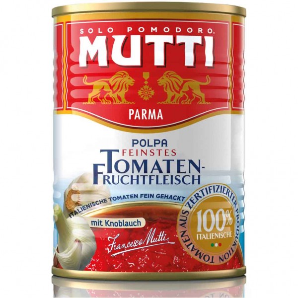 MUTTI Parma Feinstes Tomatenfruchtfleisch gehackt mit Knoblauch 400g MHD:30.12.26