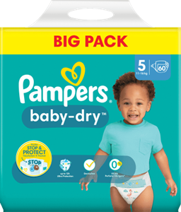 Pampers Windeln Baby Dry Gr.5 Junior (11-16 kg), Big Pack, 60 Stück