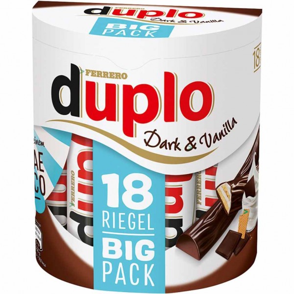 Ferrero Duplo Dark &amp; Vanille 18 Riegel 327g MHD:15.6.23