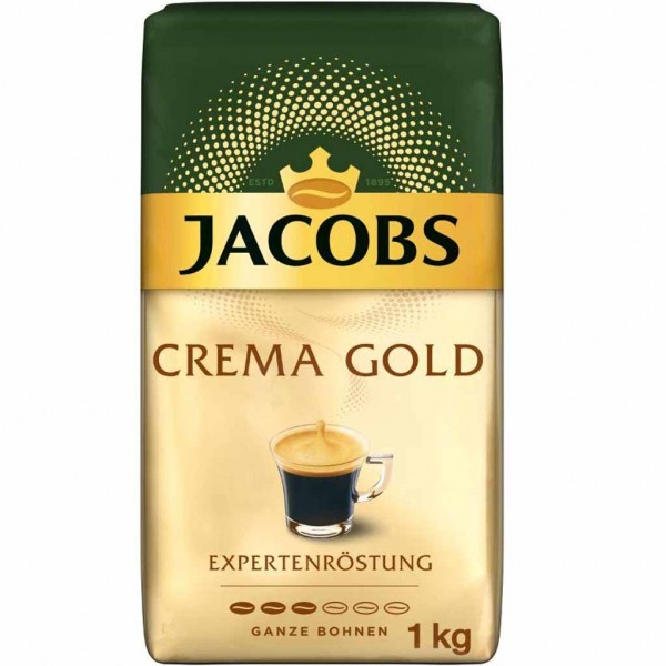Jacobs Café Crema Gold Expertenröstung ganze Kaffeebohnen 1000g MHD:15.9.25