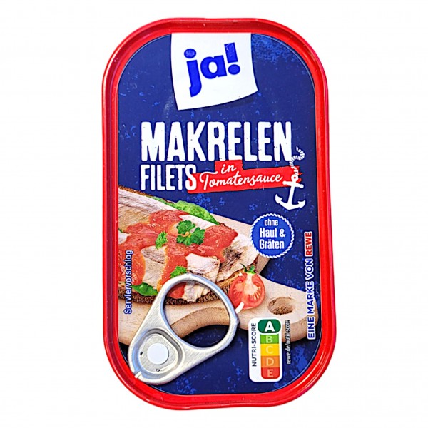 ja! Makrelen-Filets in Tomatensauce 125g MHD:5.4.28
