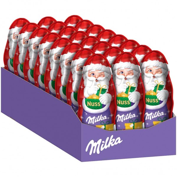 24x Milka Weihnachtsmann Nuss Schokolade á 45g=1080g MHD:30.3.24