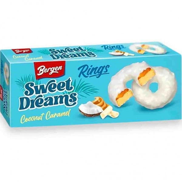 Bergen Rings Caramel &amp; Coconut 128g MHD:28.4.26