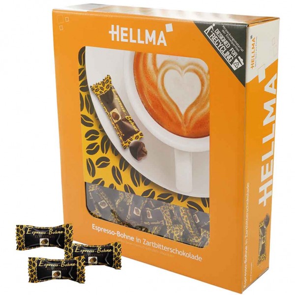 Hellma Espresso Bohne in Zartbitterschokolade 380 Portionen 418g MHD:30.4.25