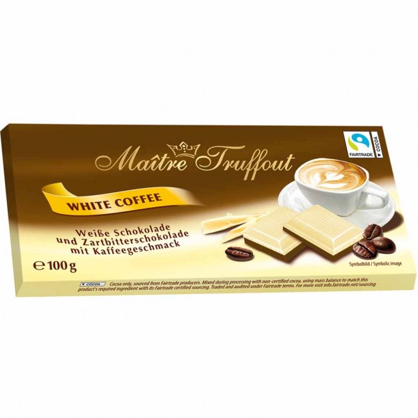 Maitre Truffout Tafelschokolade white Coffee 100g MHD:21.11.25