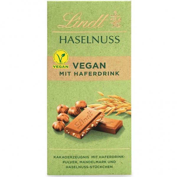 Lindt Tafelschokolade Vegan mit Haferdrink Haselnuss 100g MHD:30.3.23