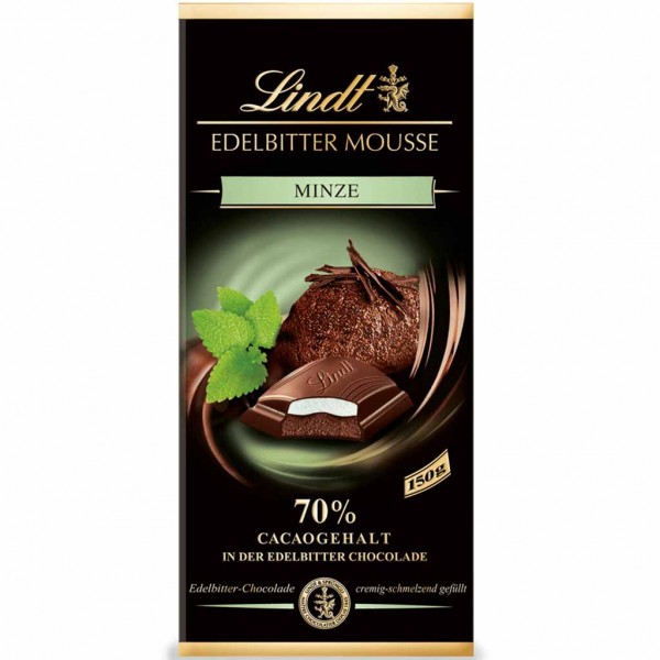 Lindt Edelbitter Mousse Minze 70% Kakao 150g MHD:30.3.25