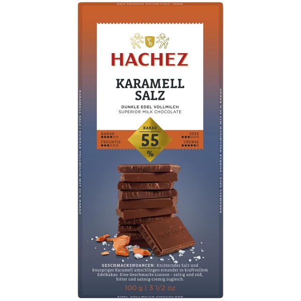 Hachez Tafelschokolade Karamell Salz 55% Kakao 100g MHD:1.5.24