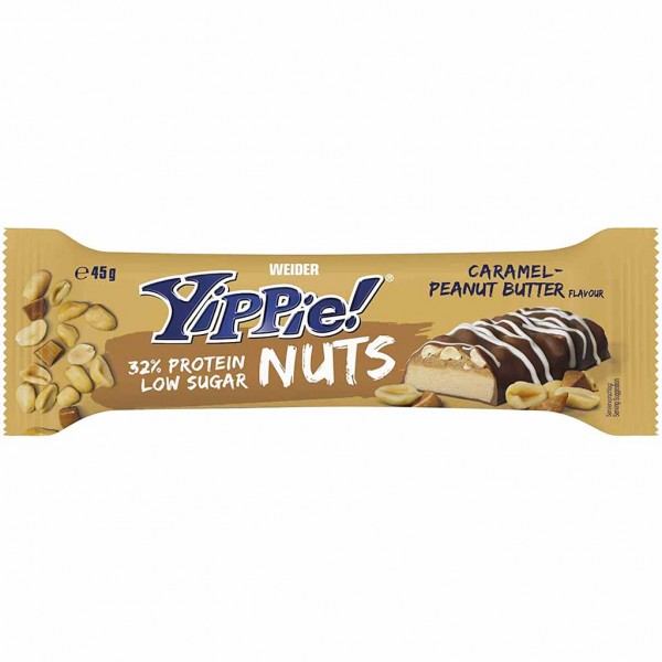 12x Yippie! Protein Riegel Nuts Caramel Peanut Butter á 45g=540g MHD:30.6.23