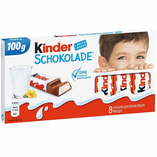 kinder Schokolade 8 Riegel 100g MHD:30.8.24