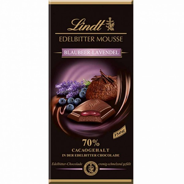 Lindt Edelbitter Mousse Blaubeer-Lavendel 70% Cacao 150g MHD:31.12.24