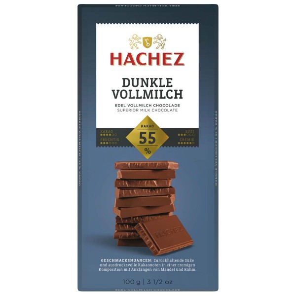 Hachez Tafelschokolade Dunkle Vollmilch 55% Kakao 100g MHD:26.7.24