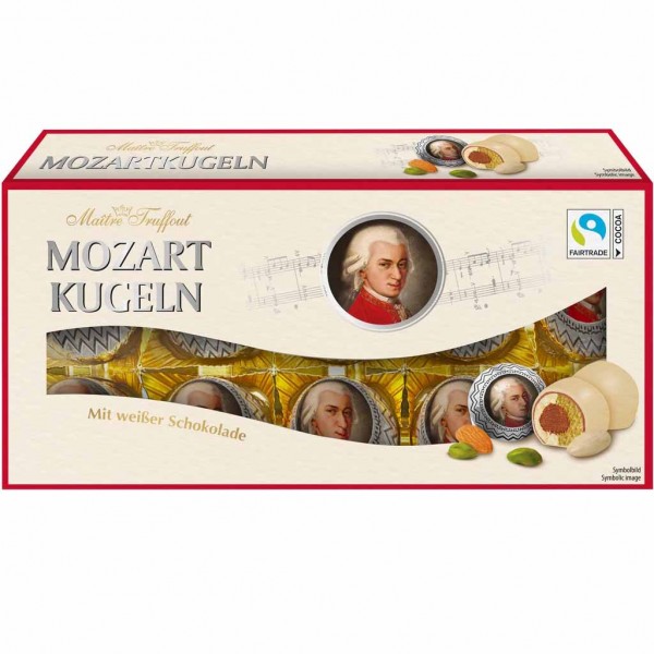 Maitre Truffout weiße Schokolade Mozartkugeln 200g