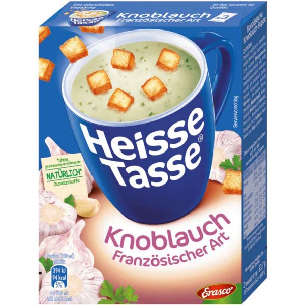 12x Erasco Heisse Tasse Französische Knoblauch-Suppe á 53,7g=644,4g MHD:28.3.25