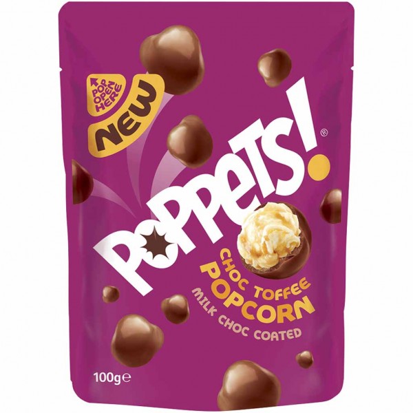 Poppets! Choc Toffee Popcorn 100g MHD:15.8.24