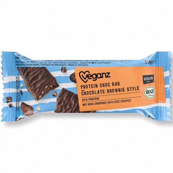 Veganz Bio Protein Riegel Chocolate Brownie Style 18x50g=900g MHD:30.10.23